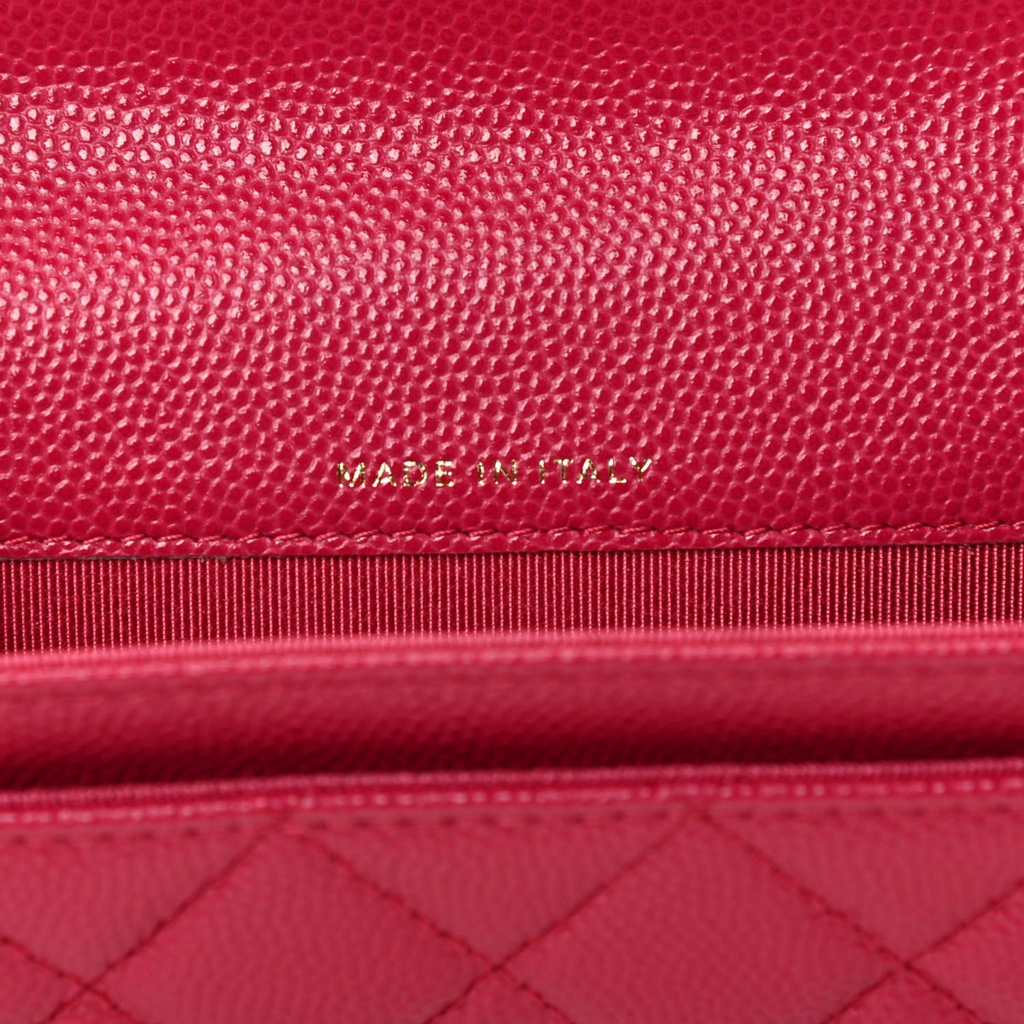 Caviar Quilted Flap Card Holder Wallet Dark Pink