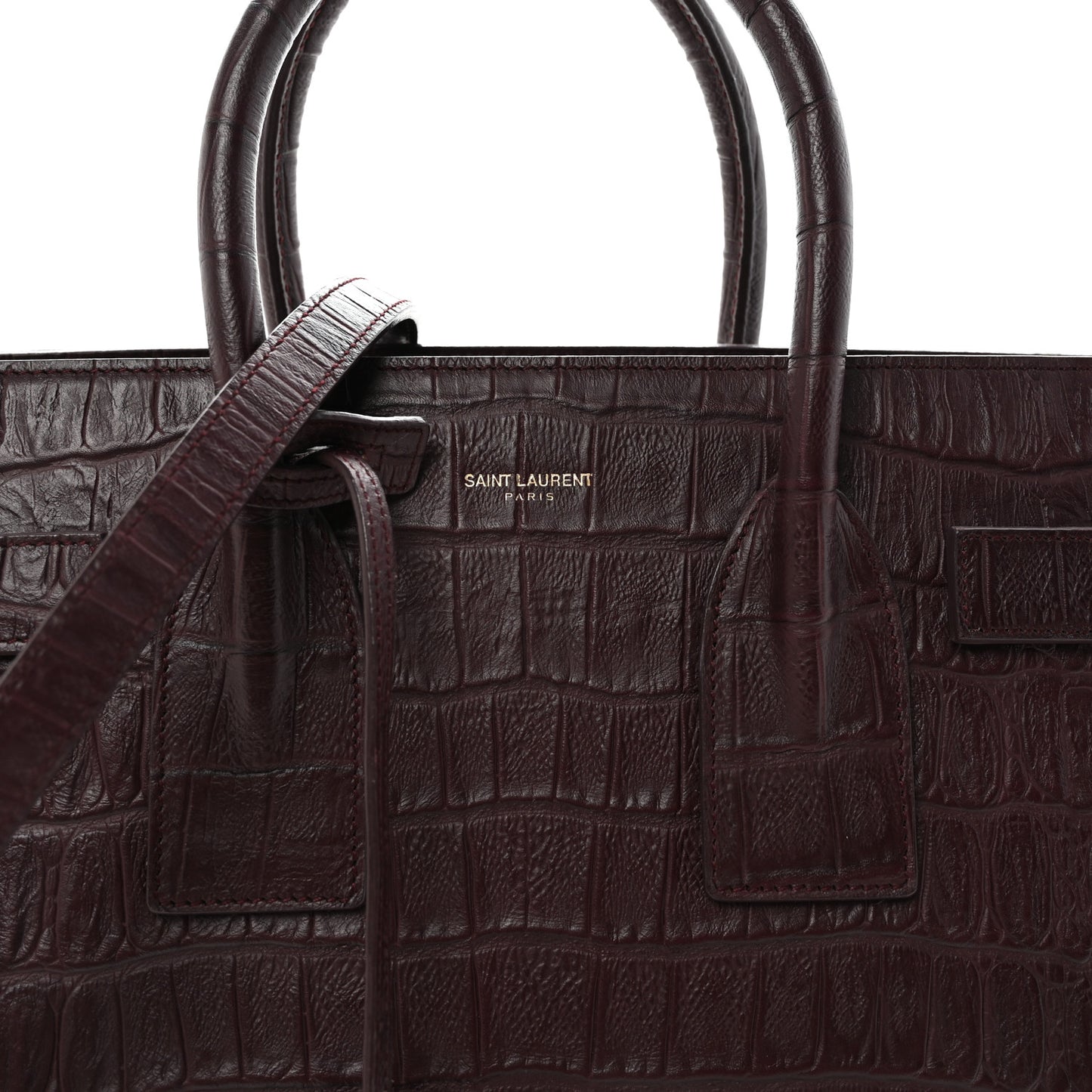Calfskin Crocodile Embossed Small Sac De Jour Amarena