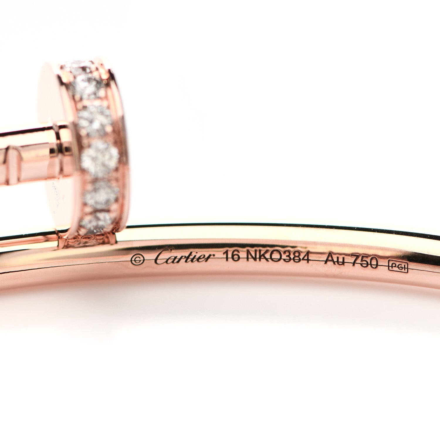 Cartier 18K Pink Gold Diamond Small Juste Un Clou Bracelet 16 4 of 5