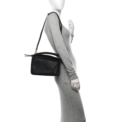 Loewe Calfskin Small Woven Puzzle Bag Black 2 of 12