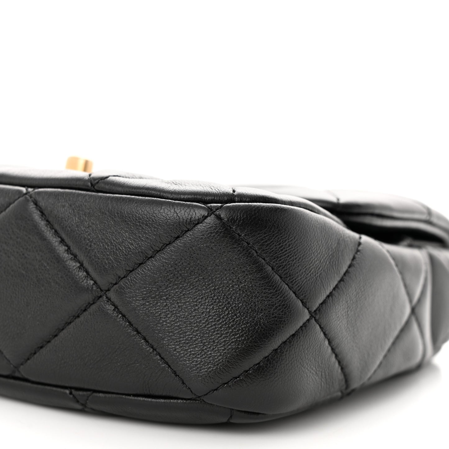 Lambskin Quilted Mini Lacquered Chain Flap Black