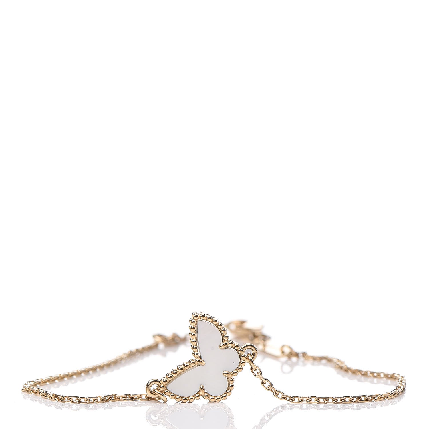 Van Cleef & Arpels 18K Yellow Gold Mother of Pearl Sweet Alhambra Butterfly Bracelet 4 of 8