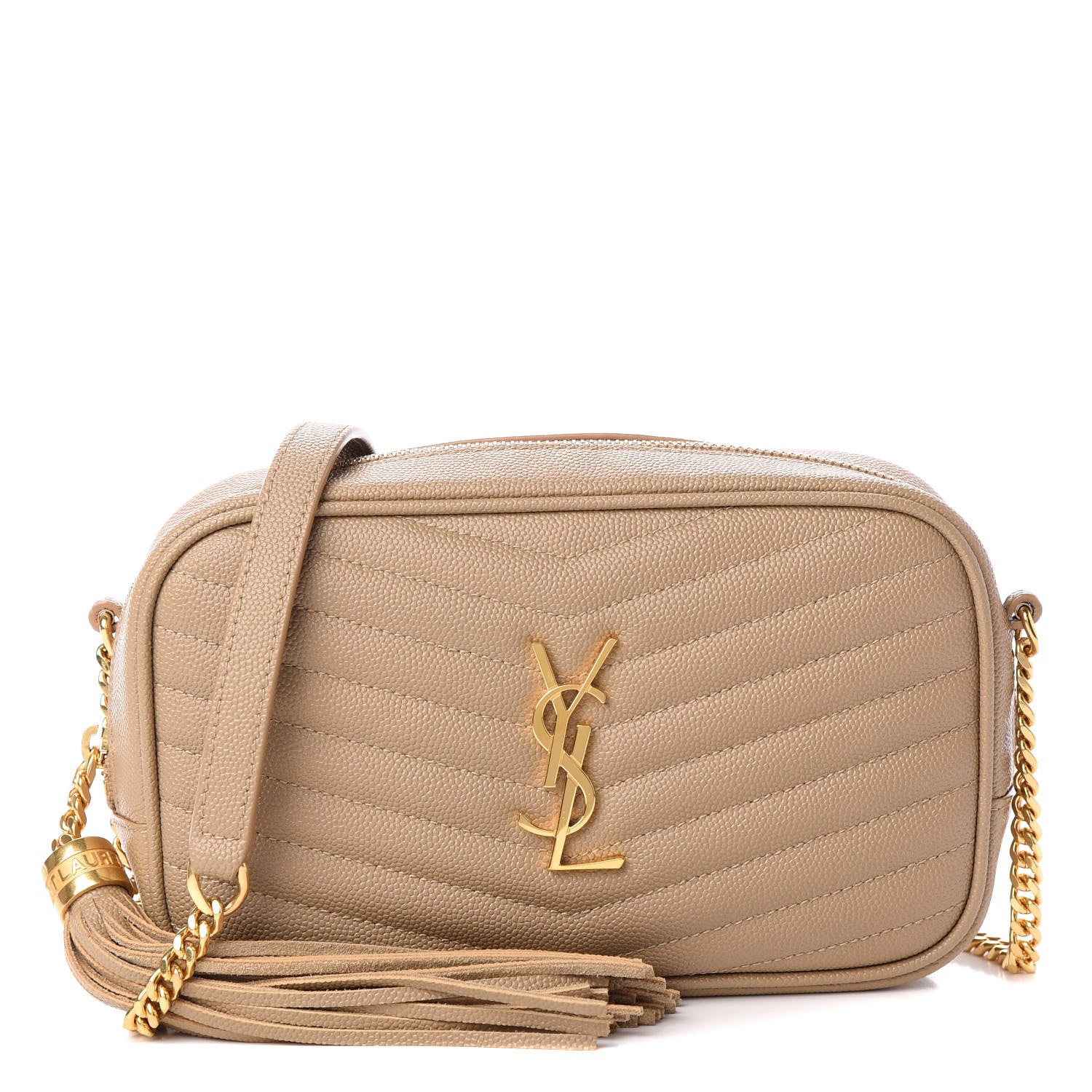 Saint Laurent Grain De Poudre Matelasse Monogram Mini Lou Camera Bag Dark Latte 1 of 9