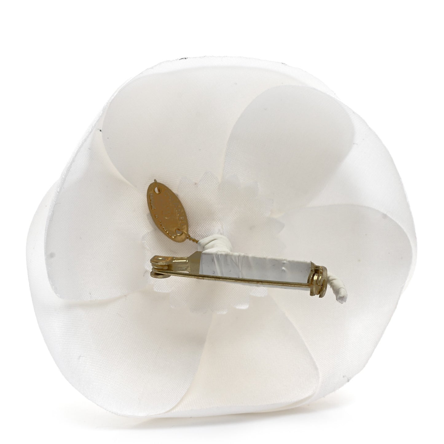 Linen Camellia Brooch Pin White