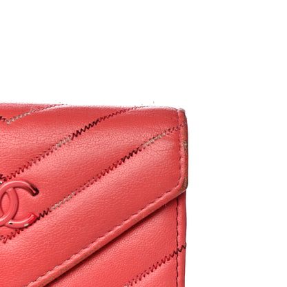 Chanel Lambskin Chevron Quilted Card Holder Pink 13 of 19