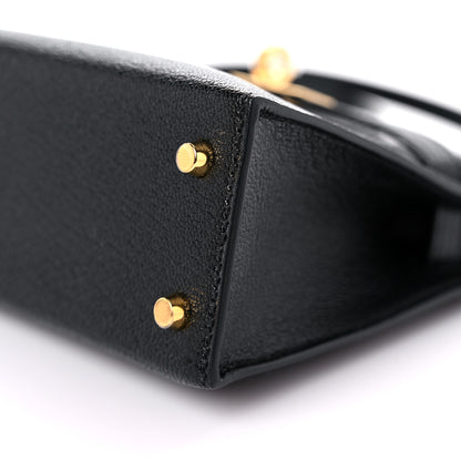 Hermes Chevre Mysore Horseshoe Mini Kelly Sellier 20 Black Rouge De Cour 7 of 8