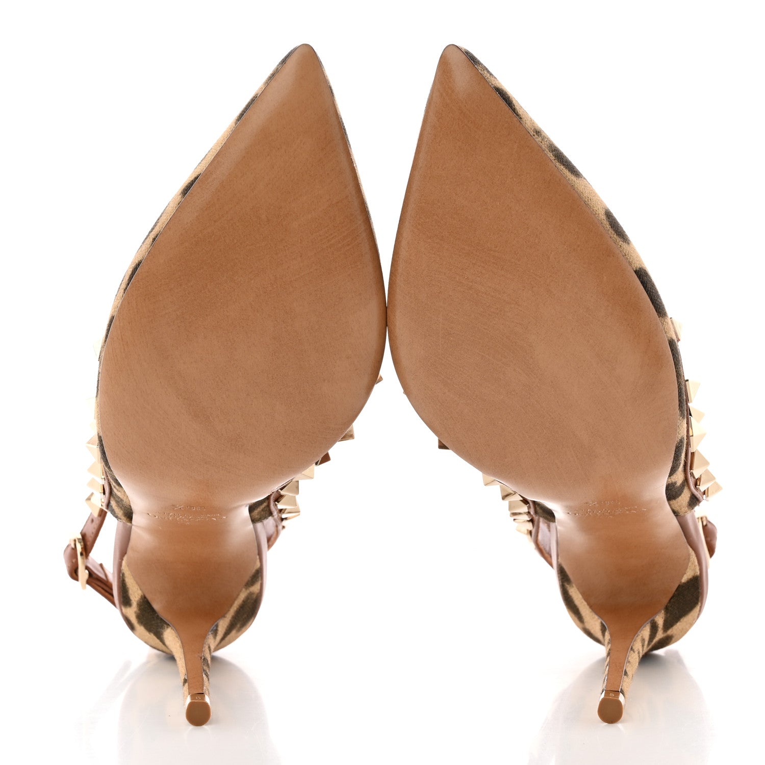 Valentino Garavani Canvas Leopard Print Rockstud Ankle Strap 100mm Pumps 36.5 Brown 5 of 13