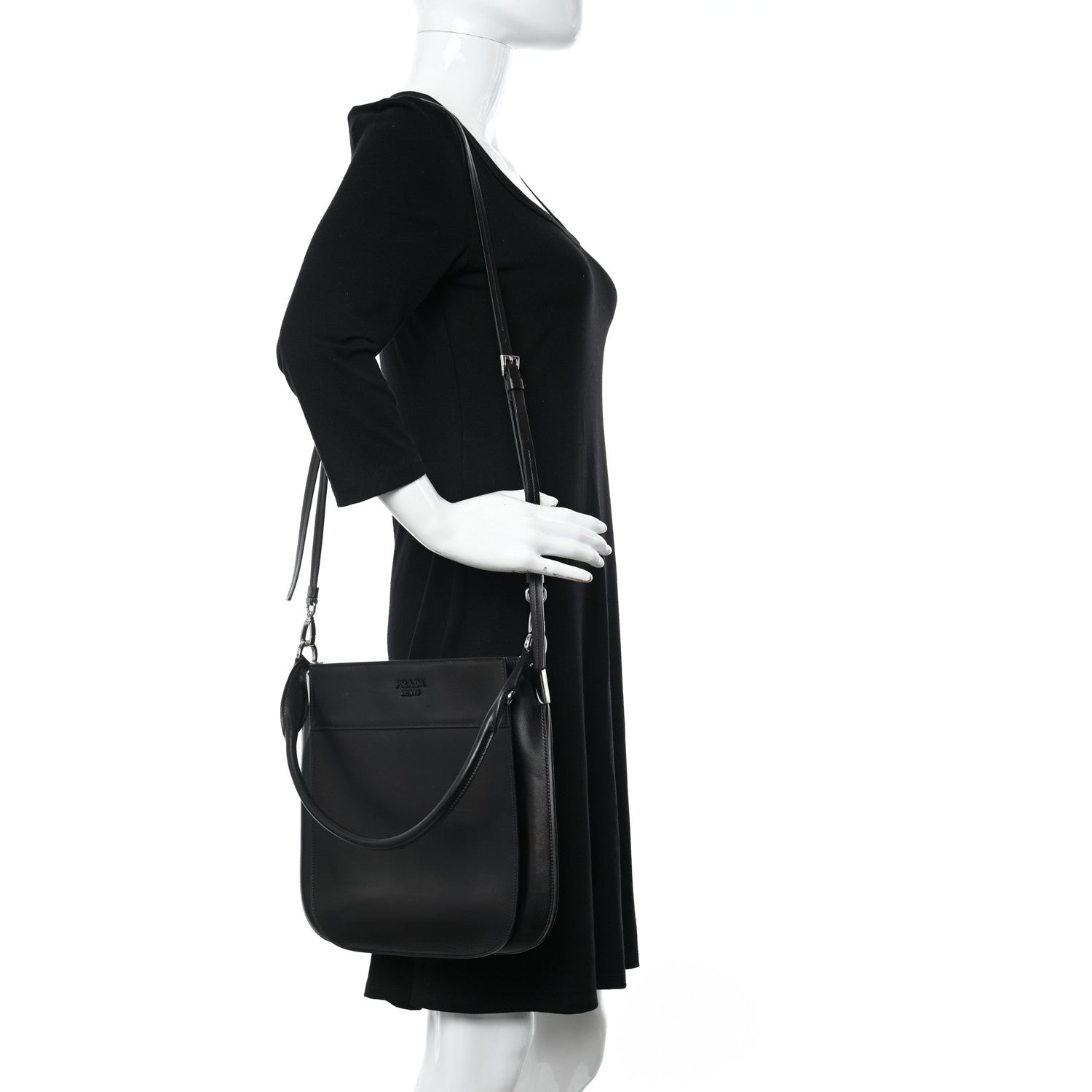 Prada City Calfskin Large Margit Bag Black 2 of 14