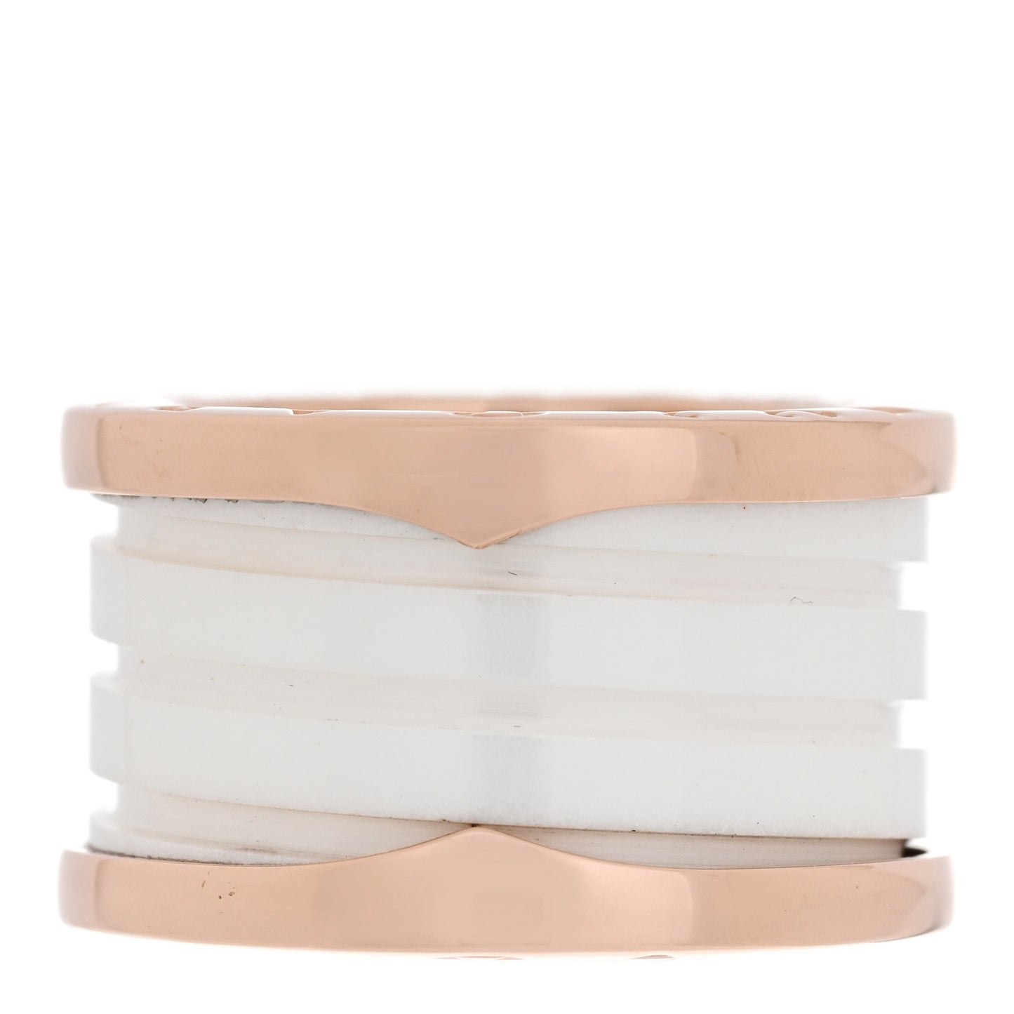 18K Rose Gold White Ceramic B.Zero1 Four-Band Ring 47 4