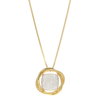 David Yurman 18k Yellow Gold Diamond 32mm Infinity Pendant Necklace 1 of 5
