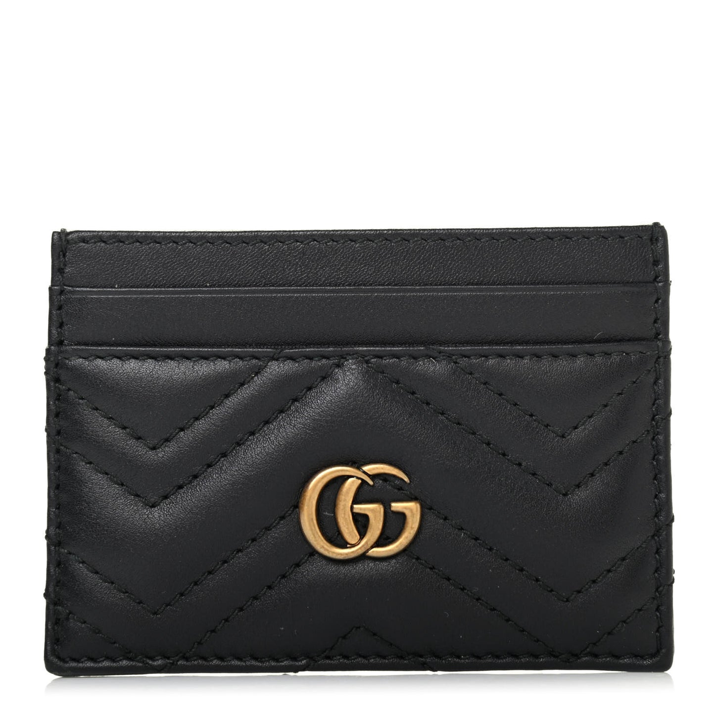 Calfskin Matelasse GG Marmont Card Holder Black