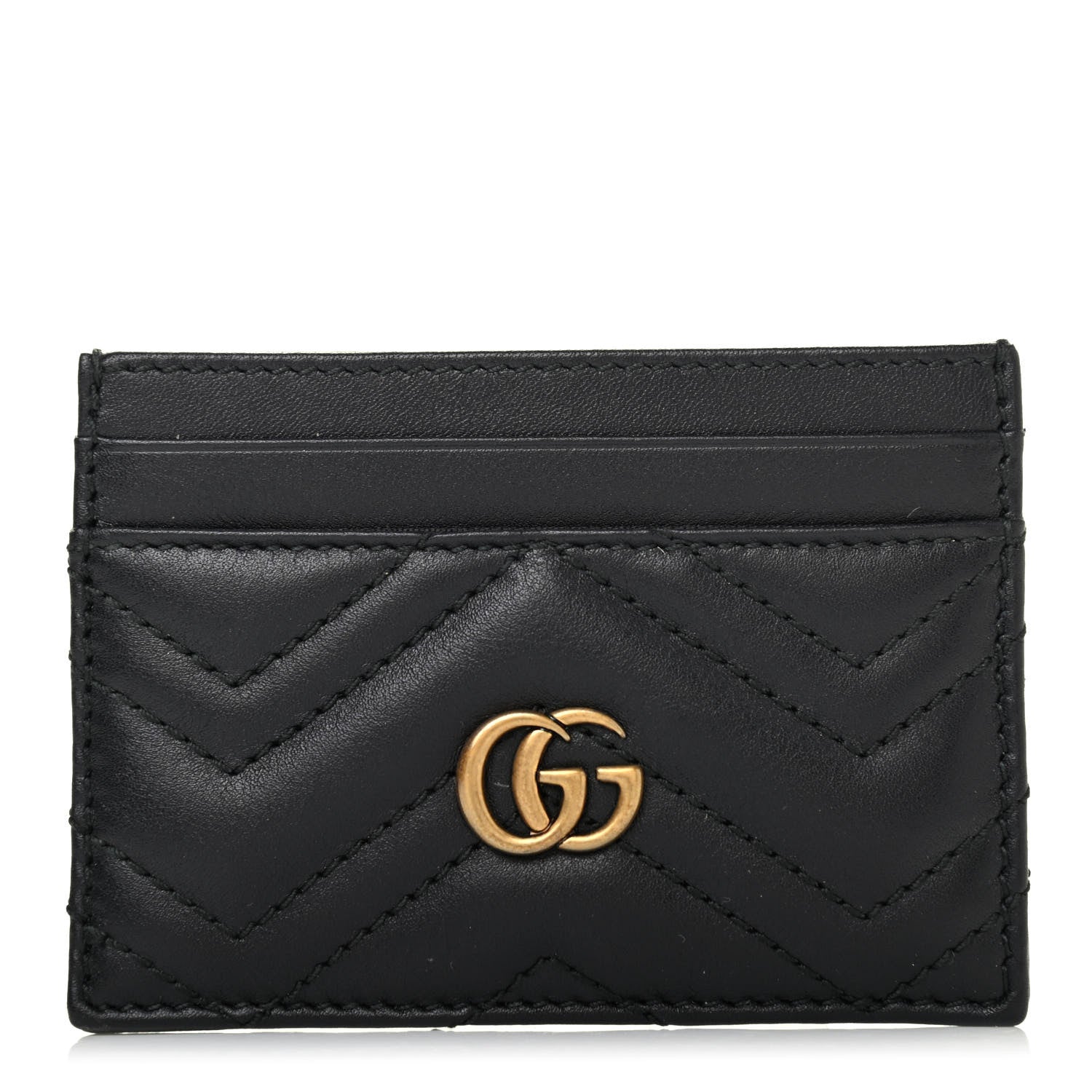 Gucci Calfskin Matelasse GG Marmont Card Holder Black 1 of 4