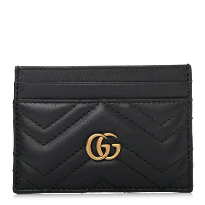 Gucci Calfskin Matelasse GG Marmont Card Holder Black 1 of 4