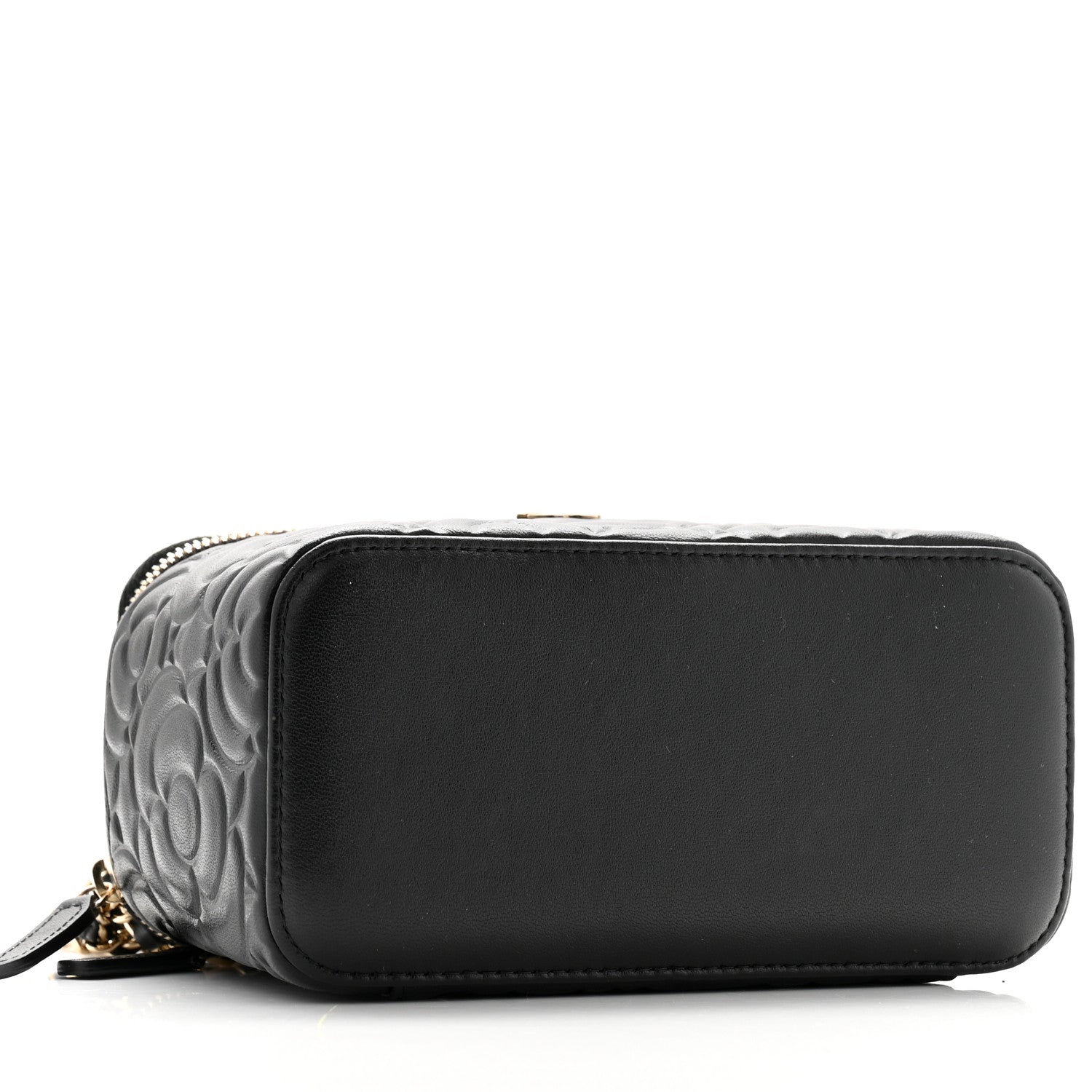 Chanel Lambskin Camellia Embossed Small Vanity Case With Chain Black 4 of 10