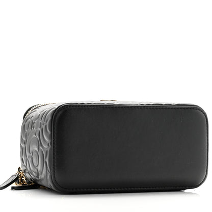 Chanel Lambskin Camellia Embossed Small Vanity Case With Chain Black 4 of 10