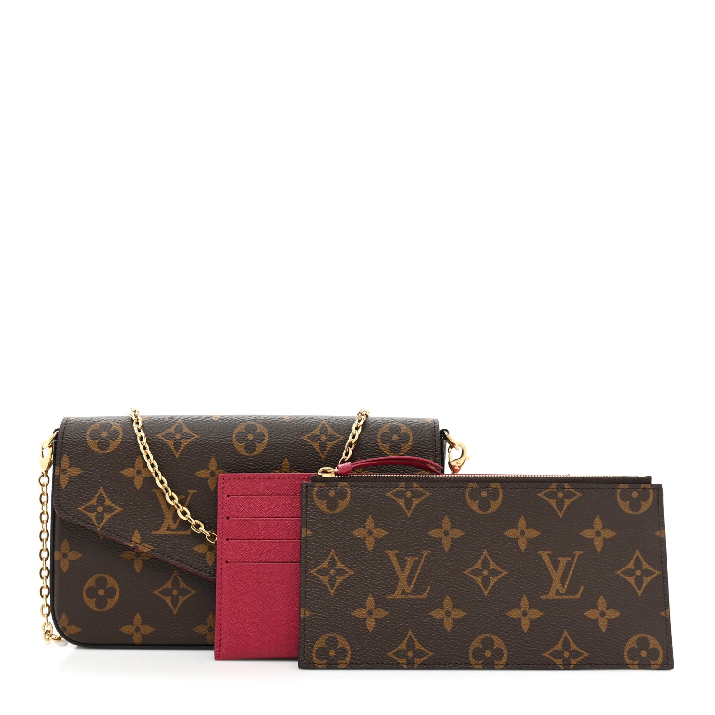 Monogram Pochette Felicie Chain Wallet Fuchsia