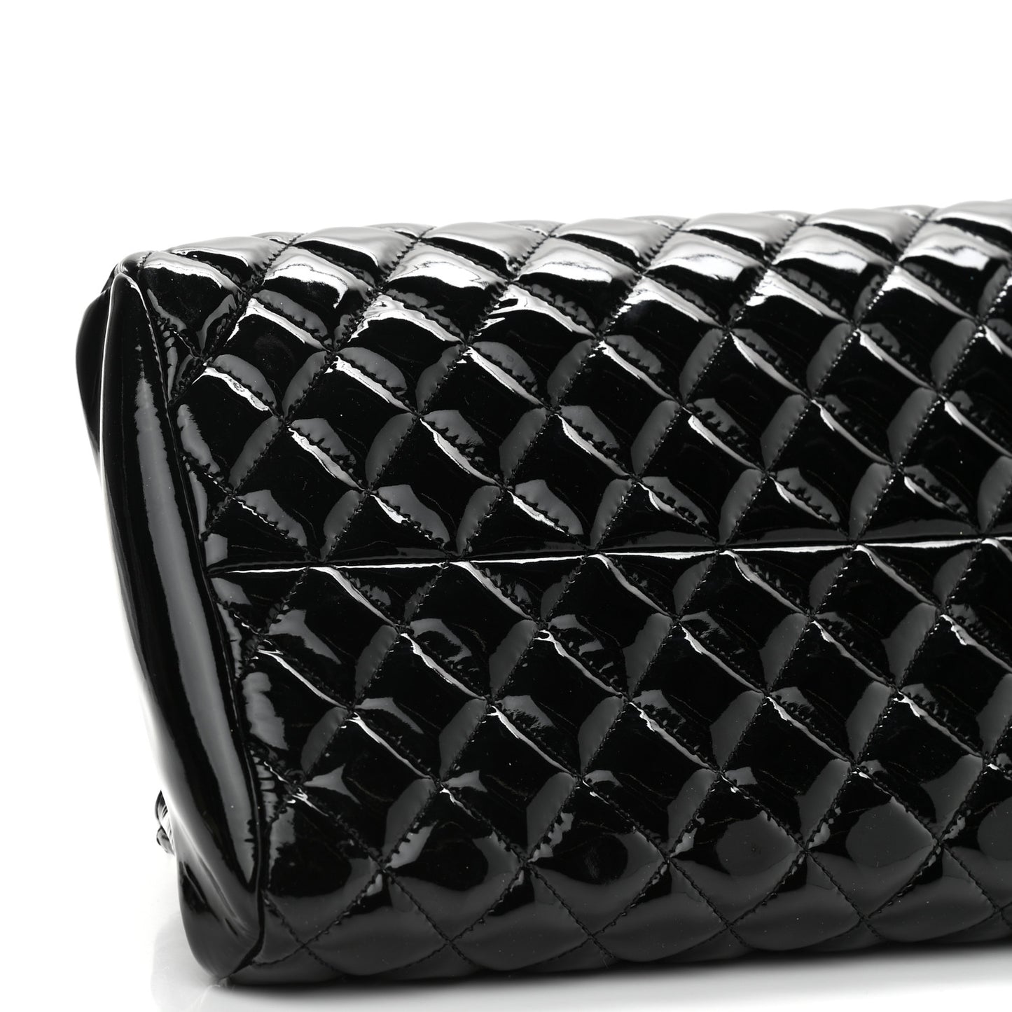 Patent Quilted Medium Just Mademoiselle Bowling Bag Black