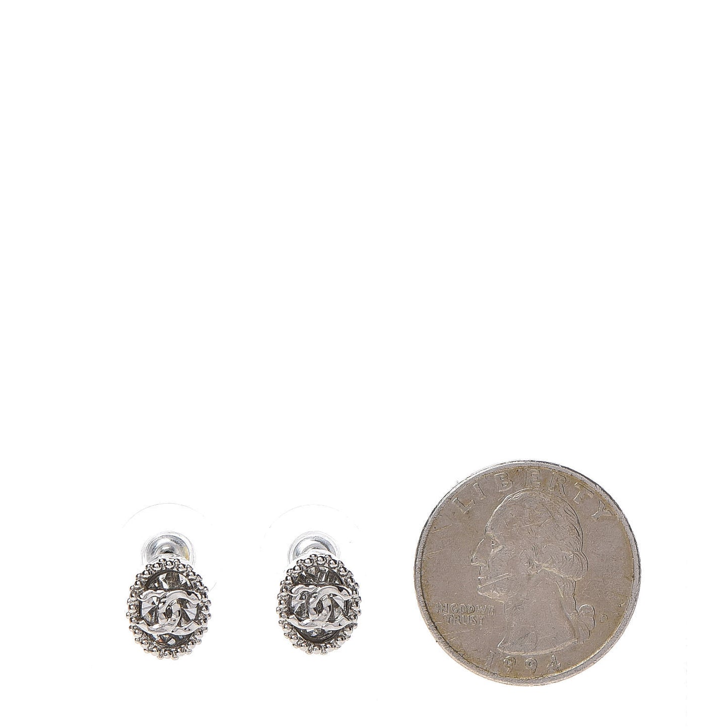 Crystal CC Earrings Silver