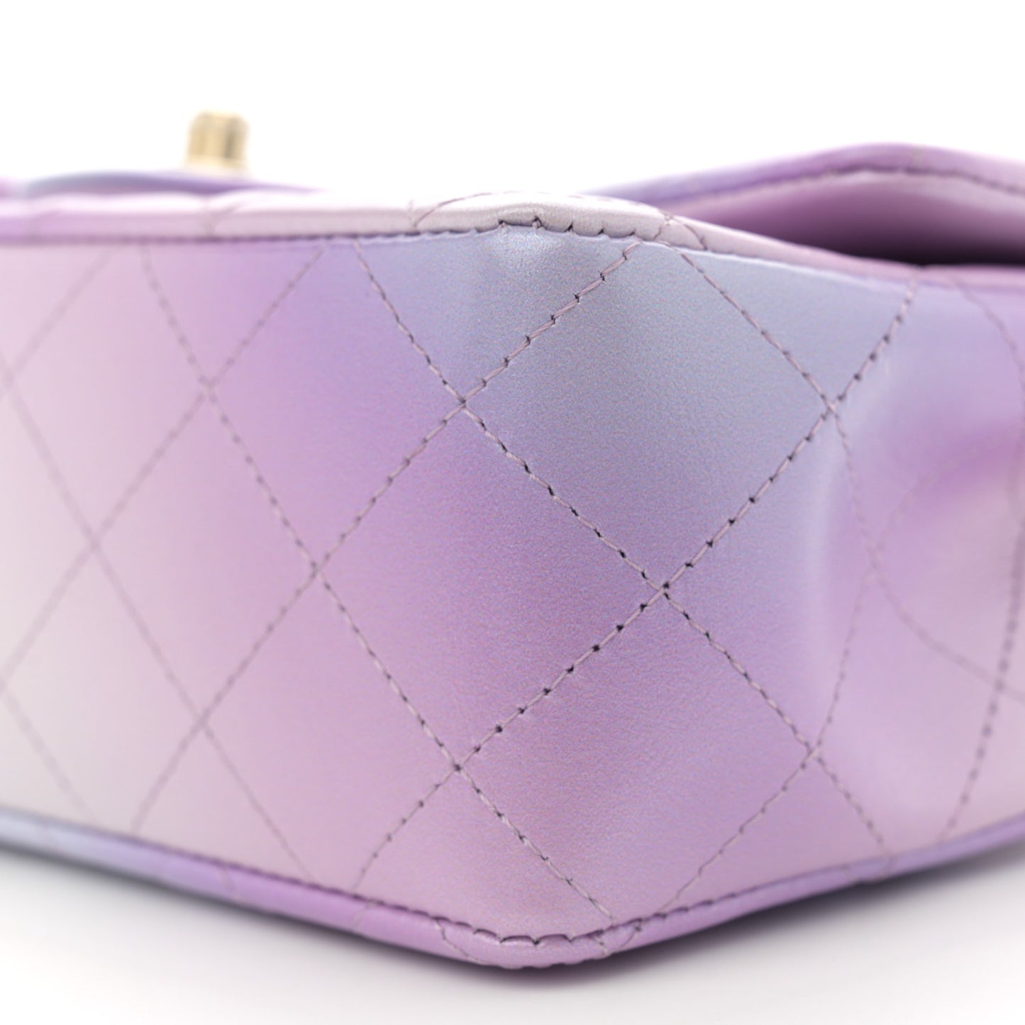 Lambskin Quilted Tie Dye Ombre Mini Rectangular Flap Purple Blue Pink