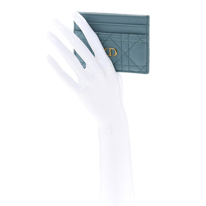 Christian Dior Supple Calfskin Cannage Caro Five-Slot Card Holder Blue 2 of 8