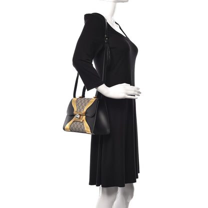 Gucci GG Supreme Monogram Small Osiride Top Handle Bag Black Gold 3 of 12