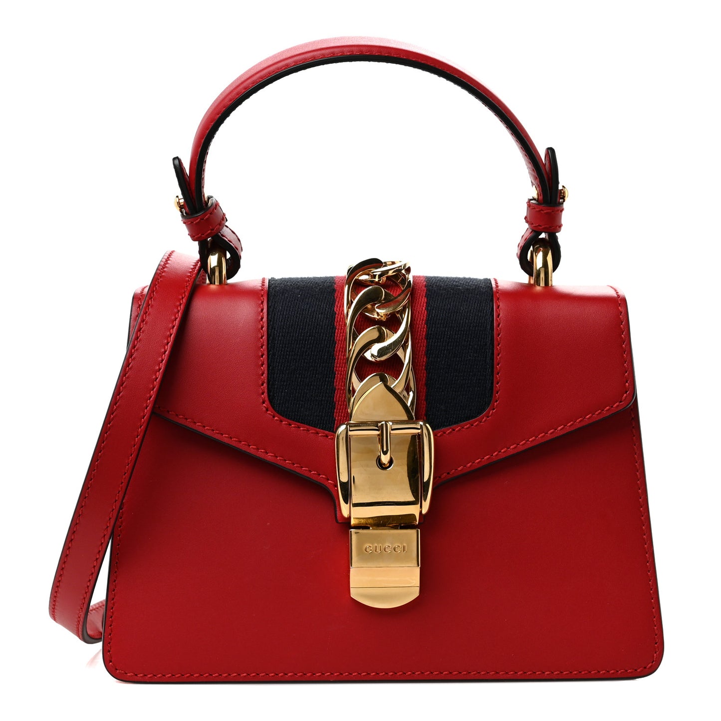 Calfskin Mini Sylvie Top Handle Bag Hibiscus Red