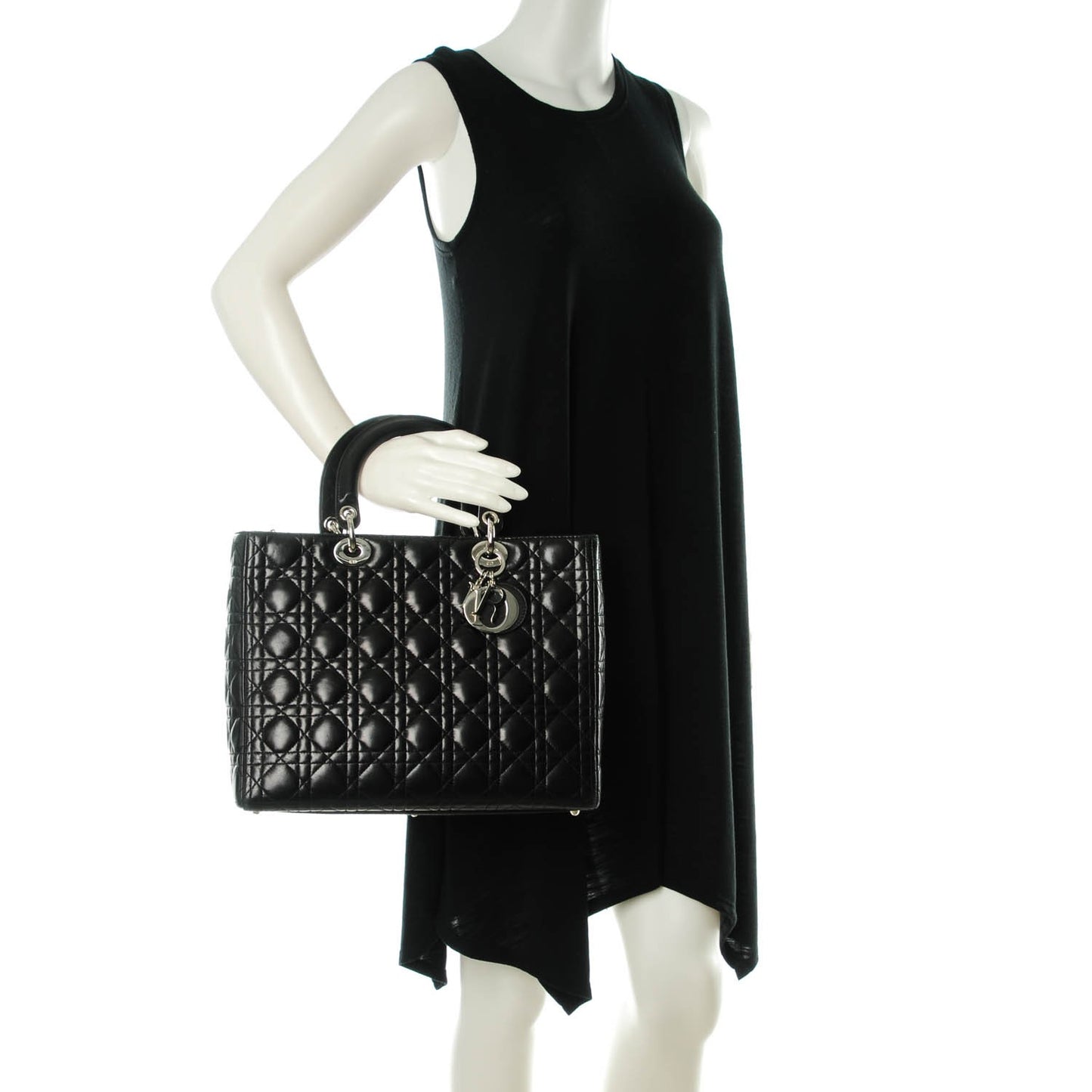 Lambskin Cannage Large Lady Dior Black