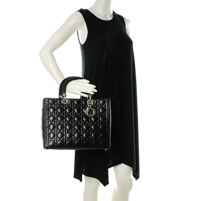 Christian Dior Lambskin Cannage Large Lady Dior Black 2 of 8