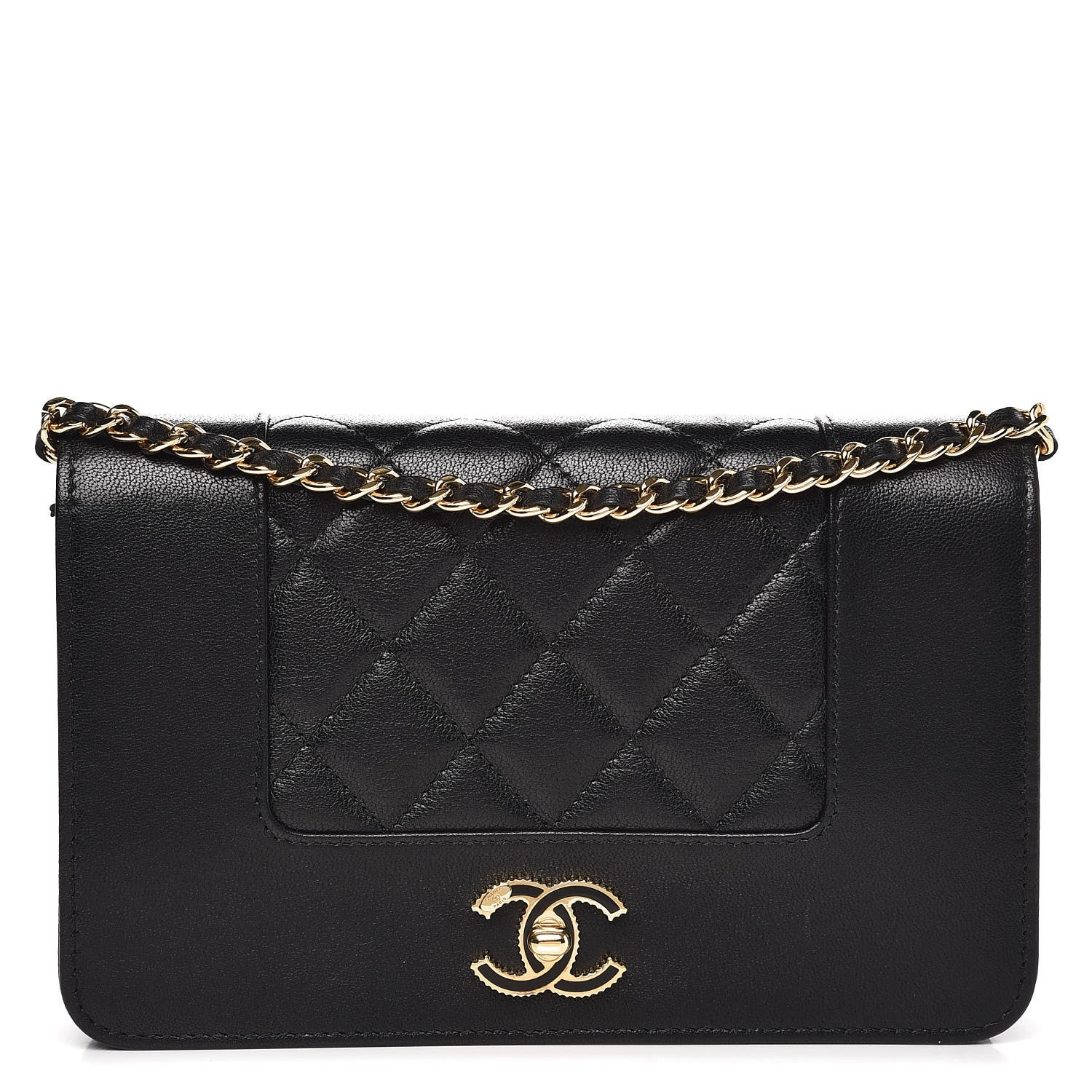 Chanel Sheepskin Quilted Mademoiselle Vintage Wallet On Chain WOC Black 1 of 10