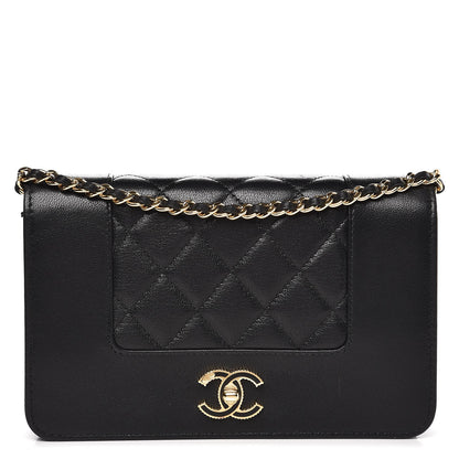 Chanel Sheepskin Quilted Mademoiselle Vintage Wallet On Chain WOC Black 1 of 10