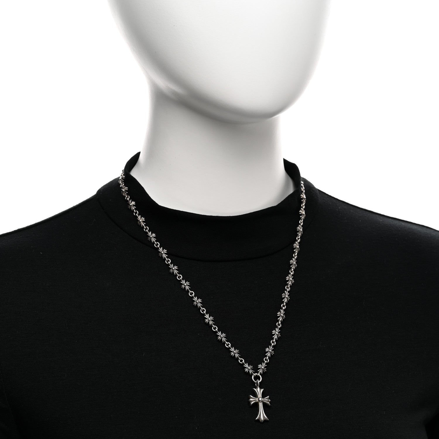 Chrome Hearts Sterling Silver Cross Pendant Tiny Cross Chain Necklace 2 of 4