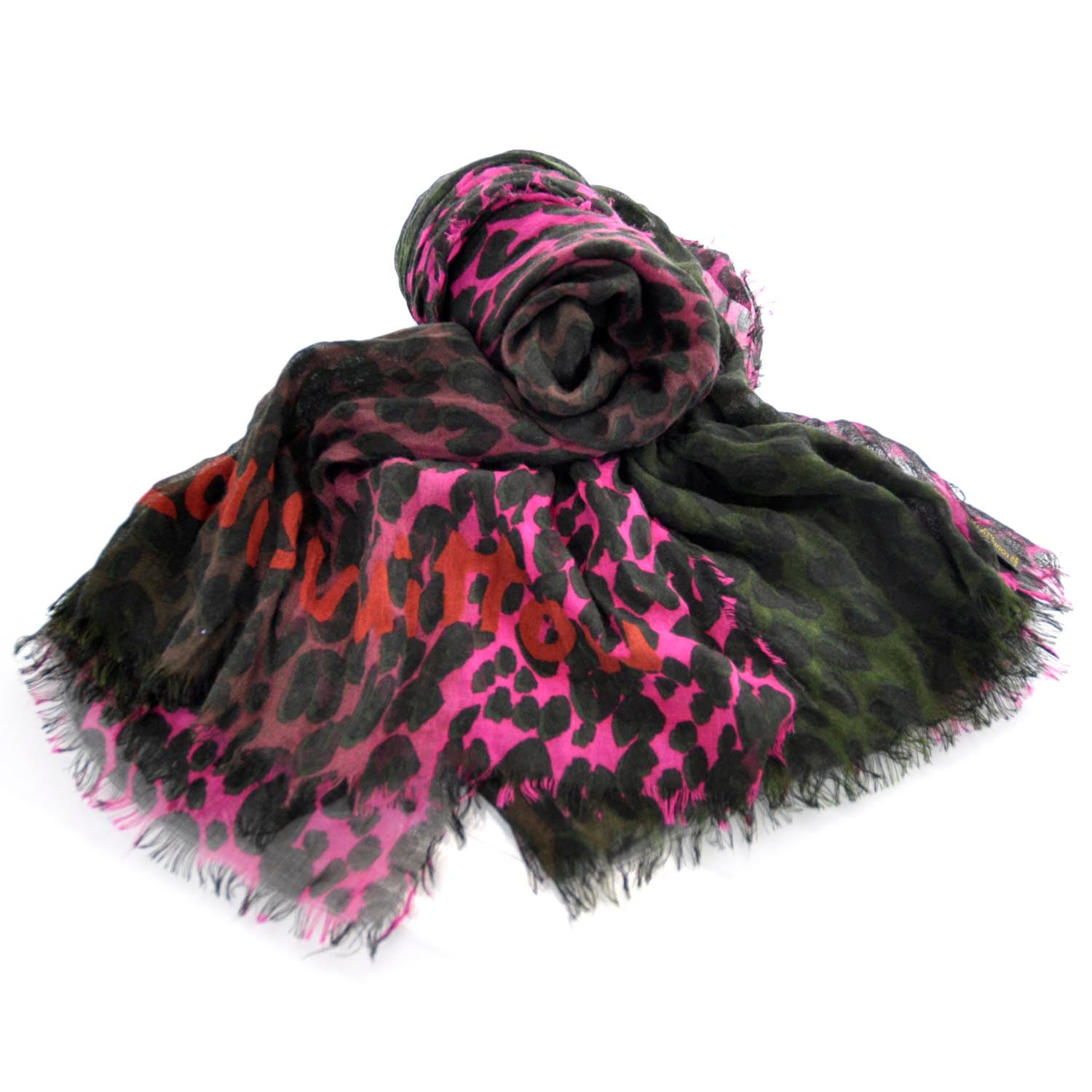 Louis Vuitton Cashmere Leopard Blurry Leo Stole Kaki 4 of 5