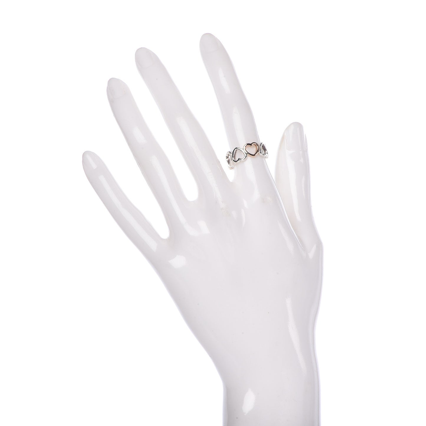 Sterling Silver 18K Rose Gold Hearts Eternity Band Ring 49 4.75