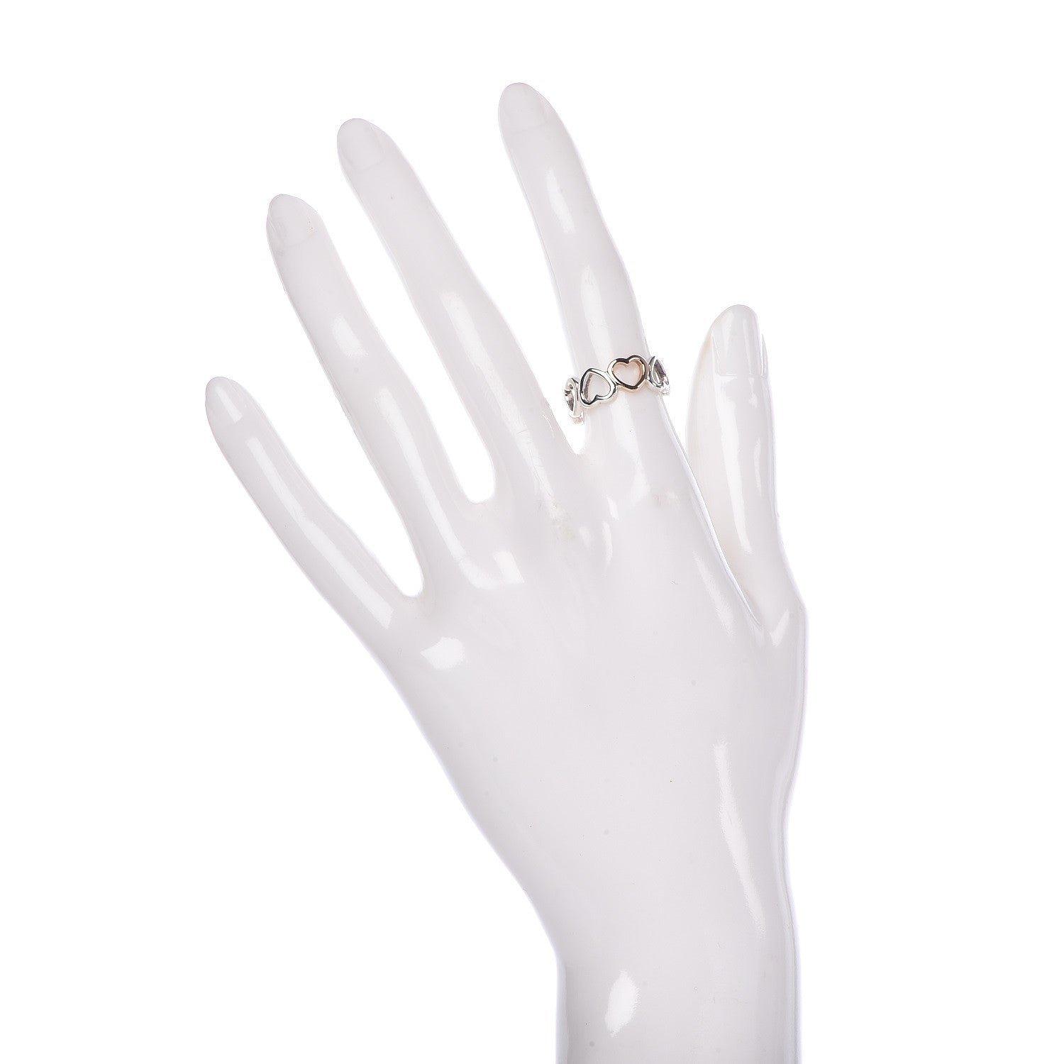 Tiffany Sterling Silver 18K Rose Gold Hearts Eternity Band Ring 49 4.75 2 of 6