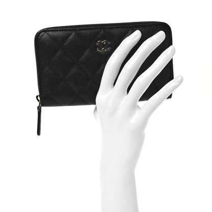 Chanel Caviar Quilted Medium Zip Around Wallet Black 2 of 13