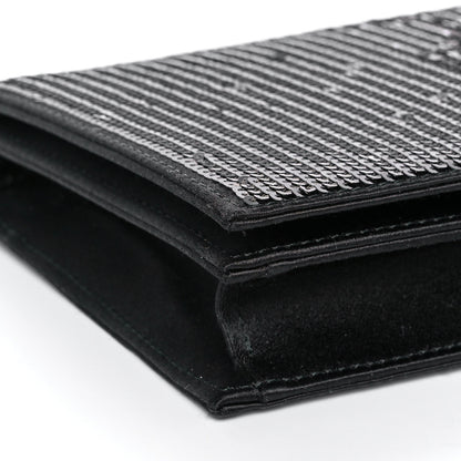 Christian Dior Satin Sequin Cannage Rendezvous Chain Wallet Black Multicolor 9 of 14