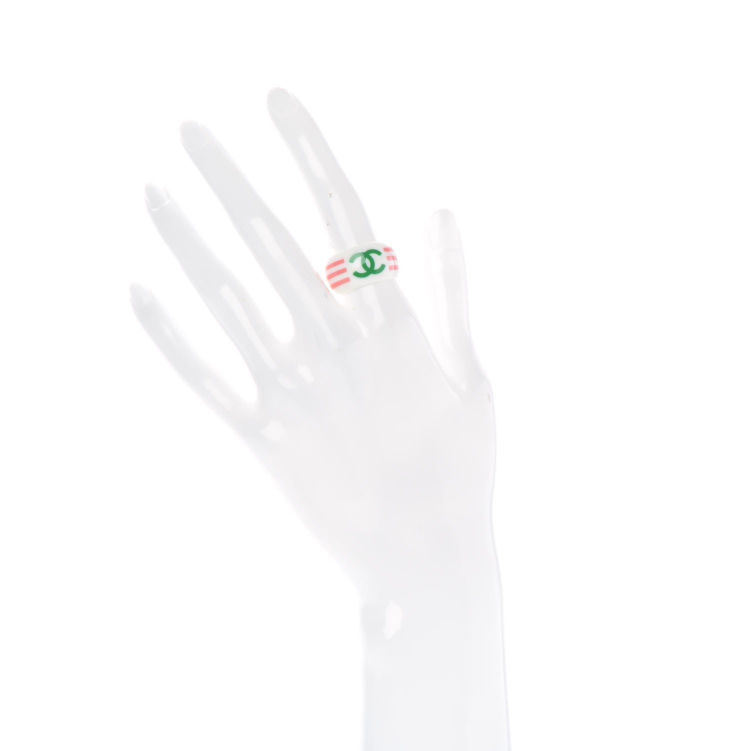 Chanel Resin CC Ring 6.5 White 2 of 5