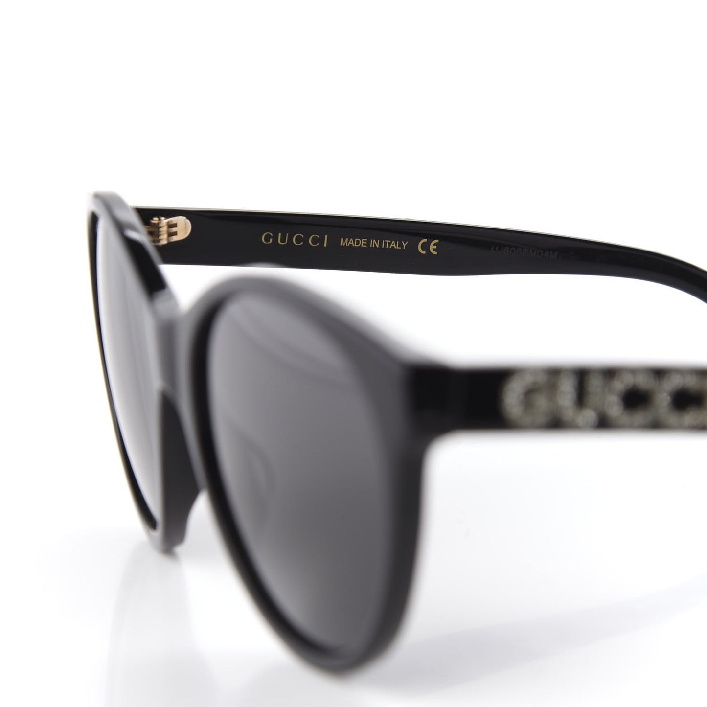 Round Frame Crystal Sunglasses GG 0419S Black
