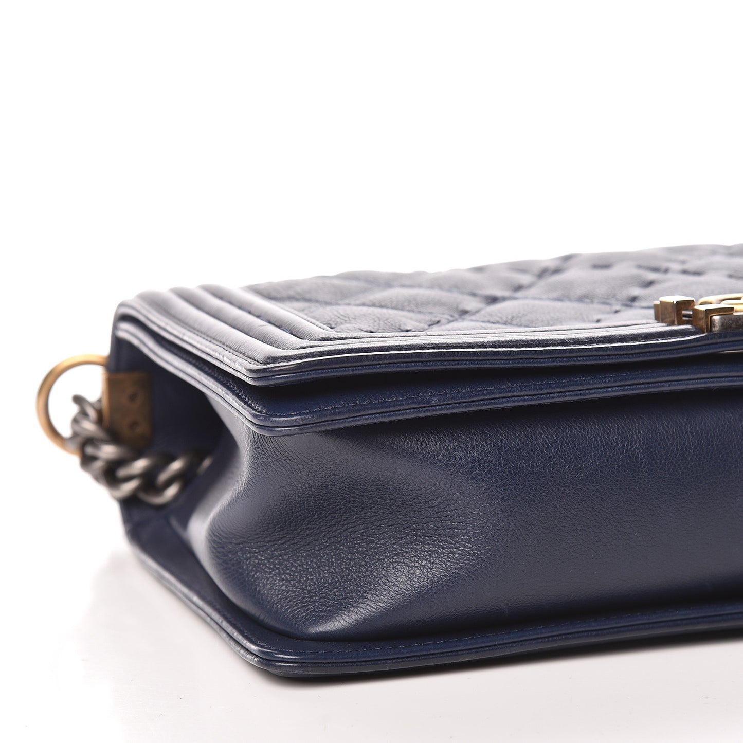 Calfskin Stitched New Medium Boy Flap Navy