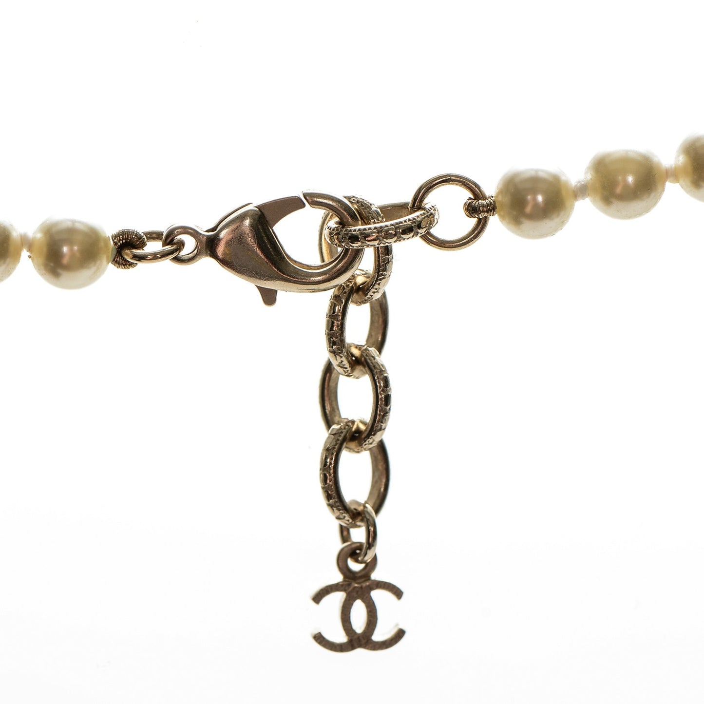 Pearl Crystal CC Short Necklace Gold