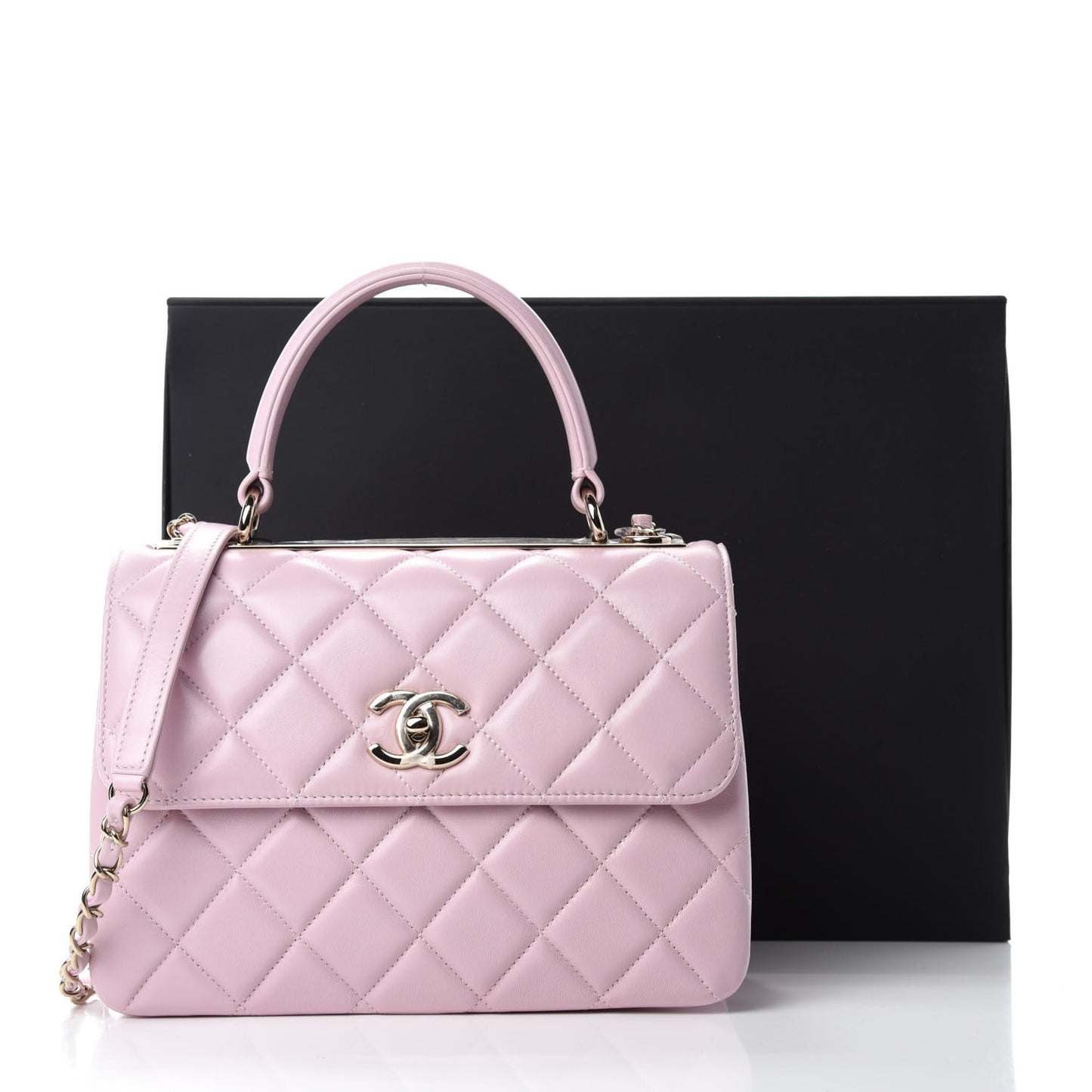 Lambskin Quilted Small Trendy CC Flap Dual Handle Bag Light Pink