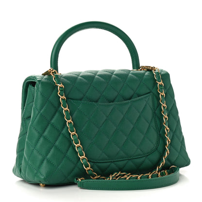 Chanel Caviar Quilted Small Coco Handle Flap Green 3 of 9
