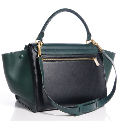Celine Smooth Calfskin Small Bi-Color Trapeze Bottle Green Black 3 of 12