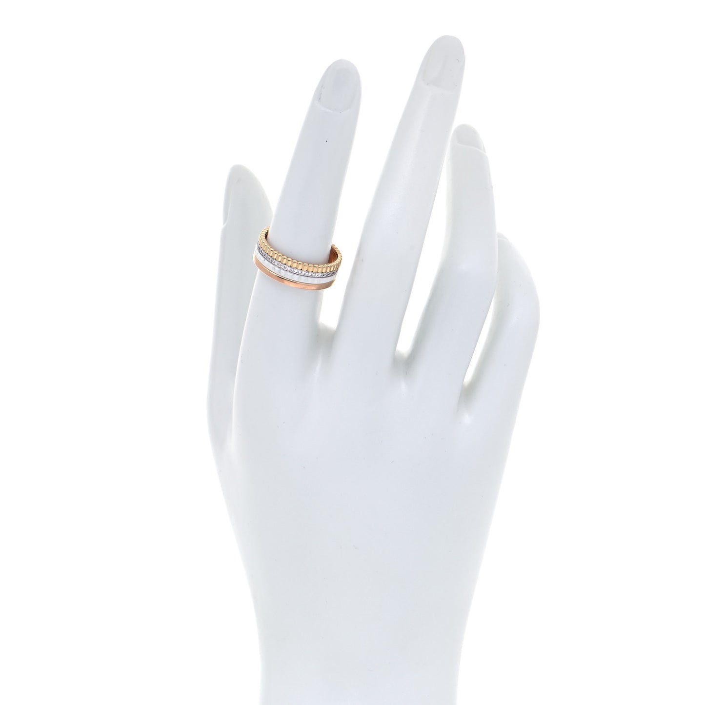 18K Pink Yellow White Gold Diamond Small Quatre Classique White Edition Ring 55 7.25