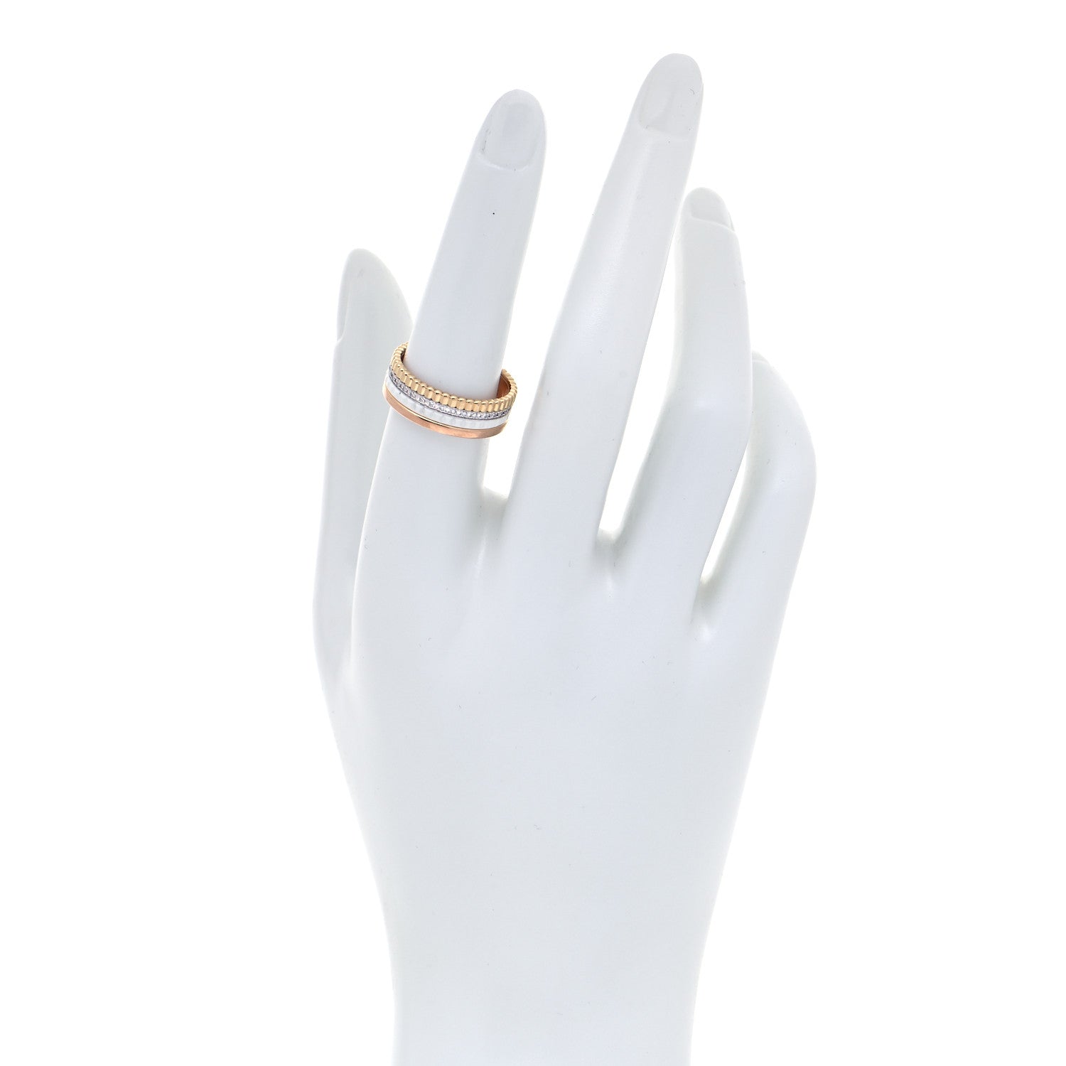 Boucheron 18K Pink Yellow White Gold Diamond Small Quatre Classique White Edition Ring 55 7.25 2 of 6