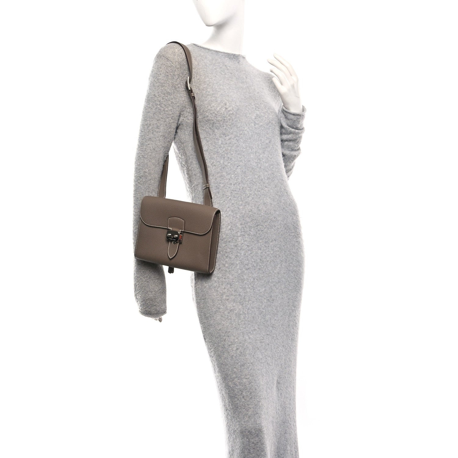 Hermes Togo Sac A Depeches 21 Messenger Bag Etoupe 2 of 11