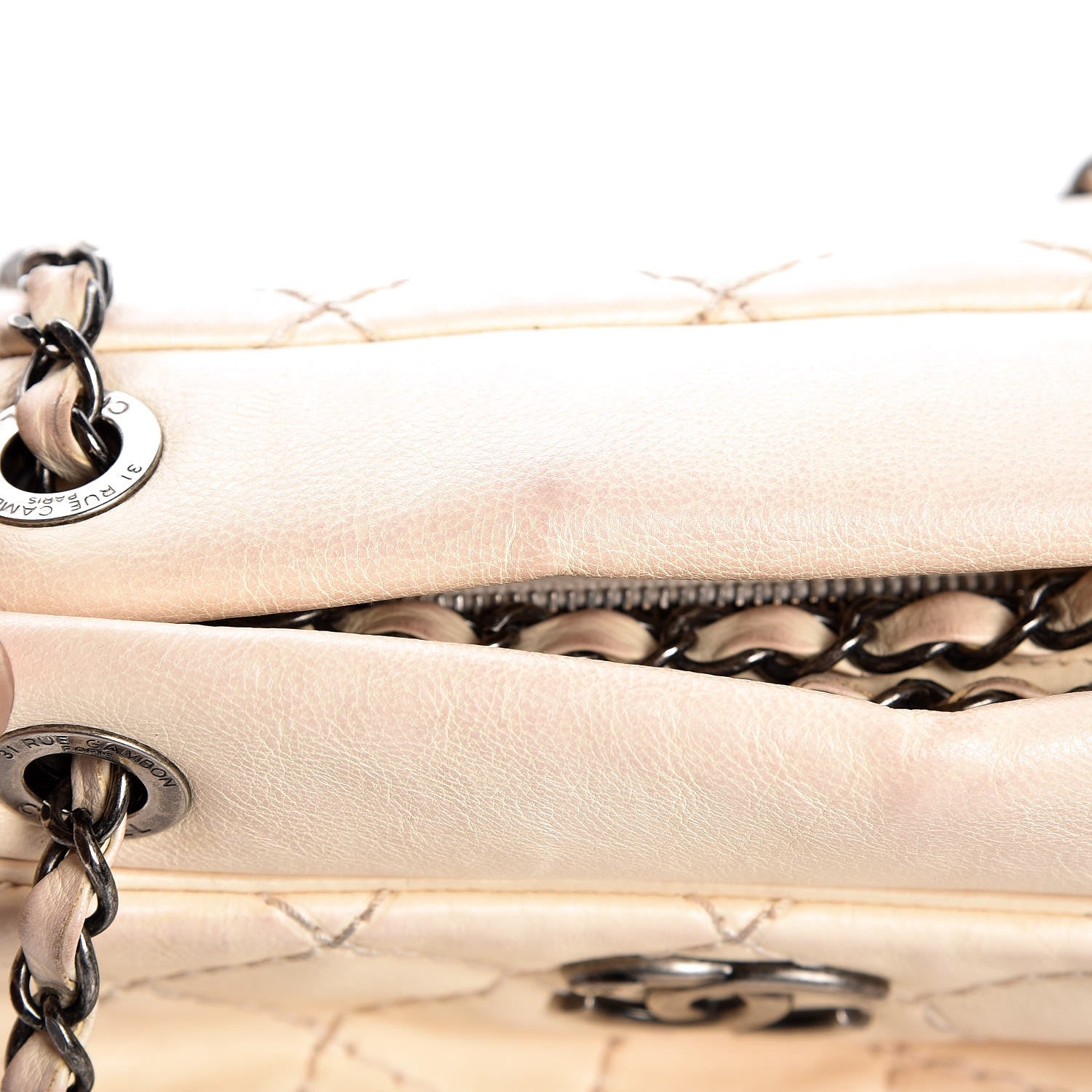 Chanel Calfskin Diamond Stitch It Bowling Bag Off White 9 of 19