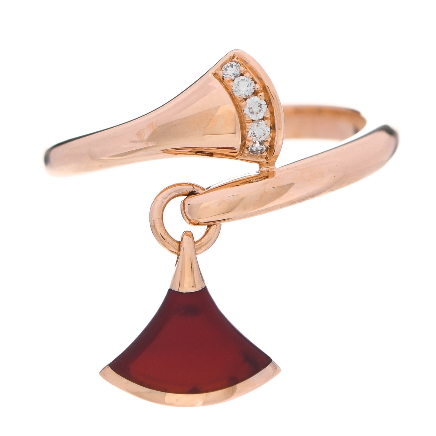 18K Rose Gold Diamond Carnelian Divas' Dream Charm Ring 51 5.75