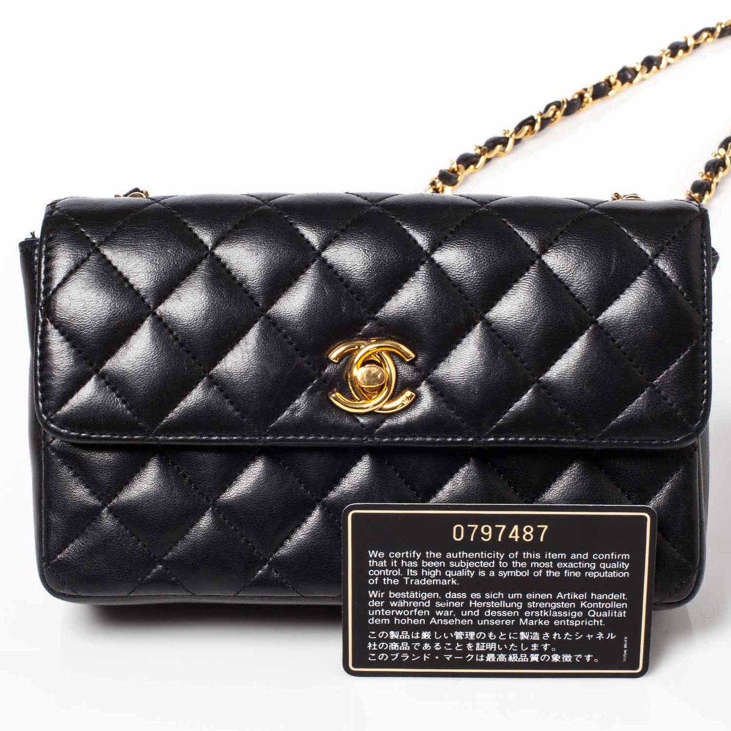 Lambskin Quilted Mini Flap Black