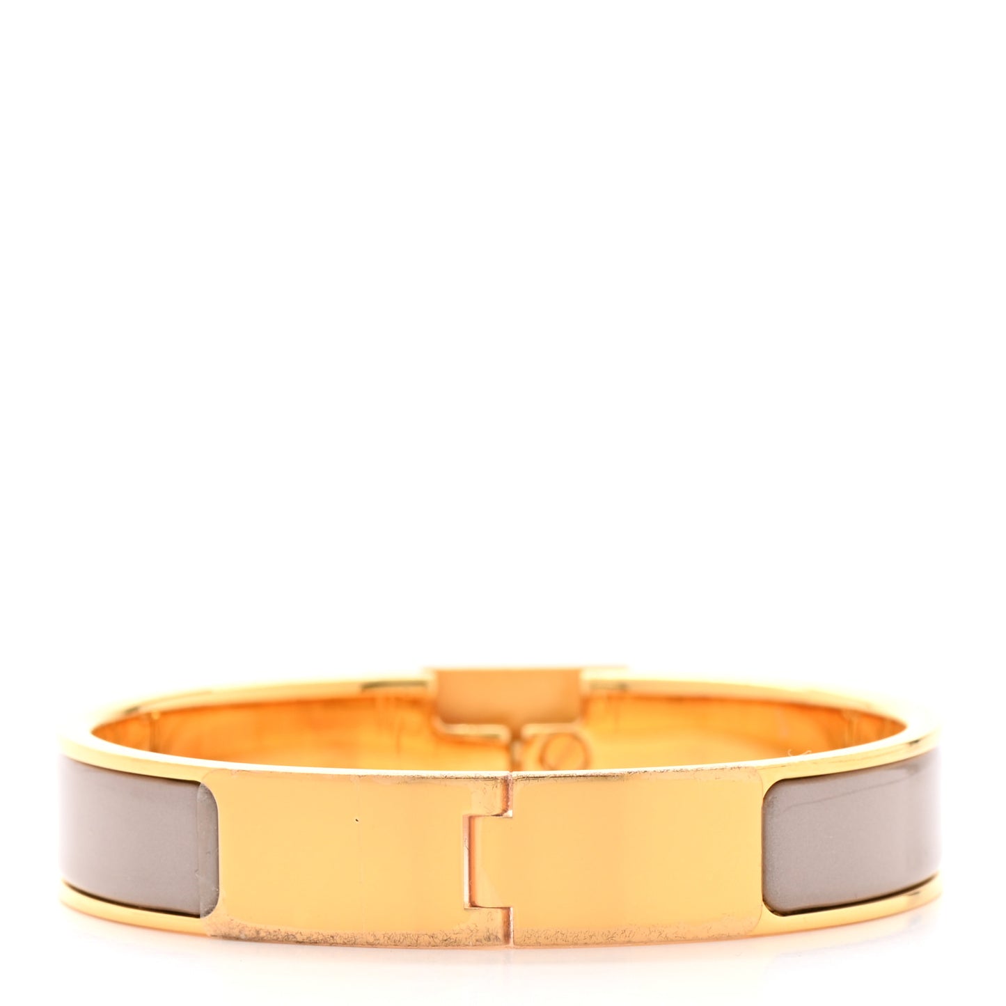 Enamel Narrow Clic Cadenas Bracelet PM Marron Glace